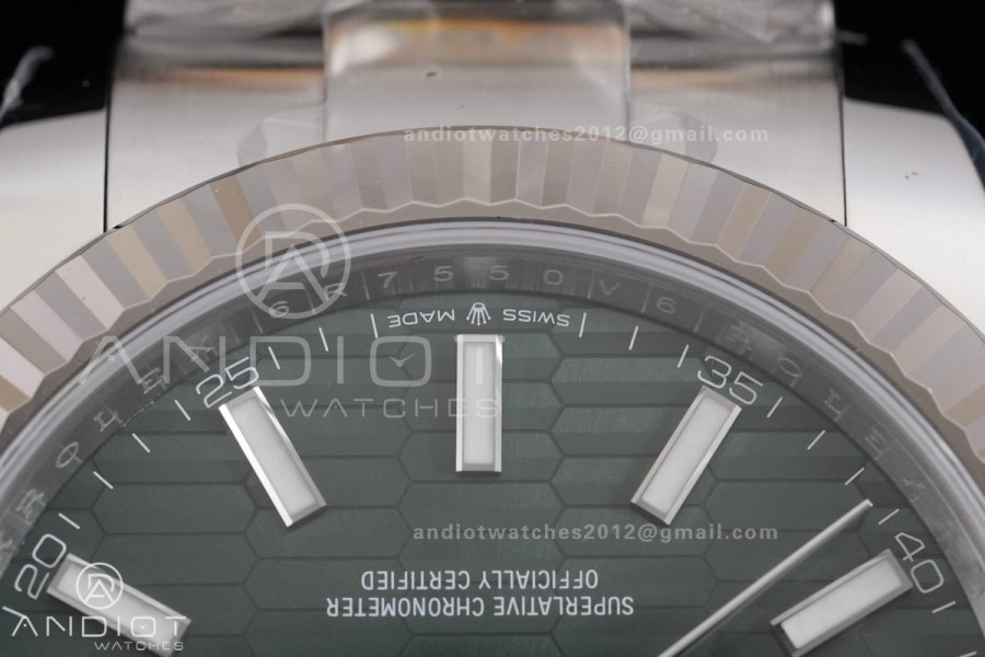 DateJust 41 126334 ARF 1:1 Best Edition 904L Steel Green Textured Stick Dial on Oyster Bracelet DD3235