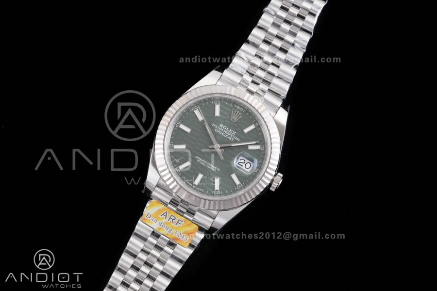 DateJust 41 126334 904L SS ARF 1:1 Best Edition Green Textured Stick Dial on Jubilee Bracelet DD3235