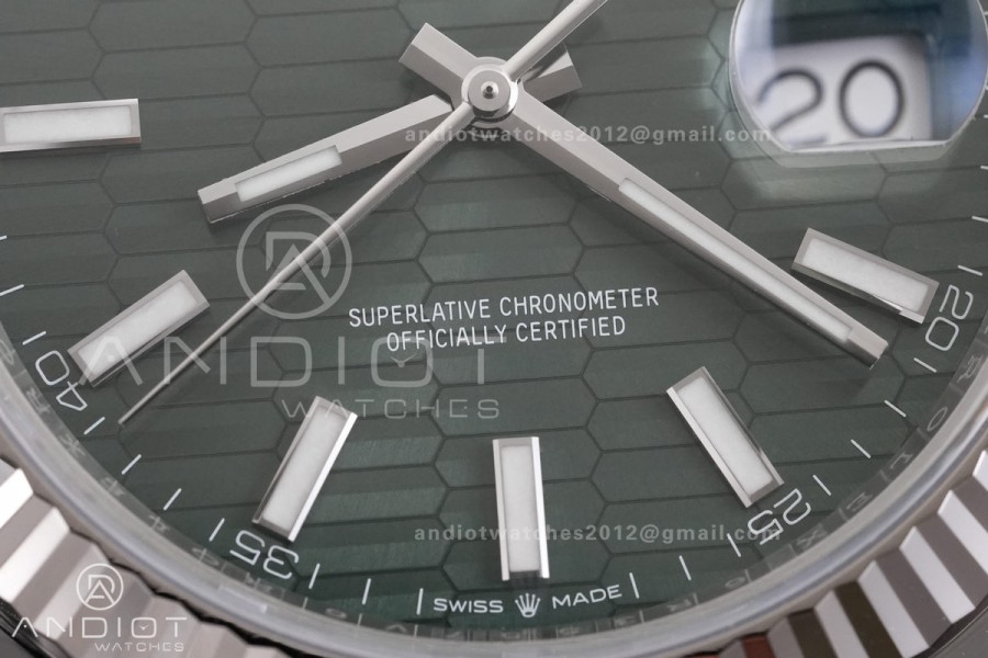 DateJust 41 126334 904L SS ARF 1:1 Best Edition Green Textured Stick Dial on Jubilee Bracelet DD3235