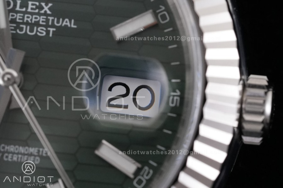DateJust 41 126334 904L SS ARF 1:1 Best Edition Green Textured Stick Dial on Jubilee Bracelet DD3235