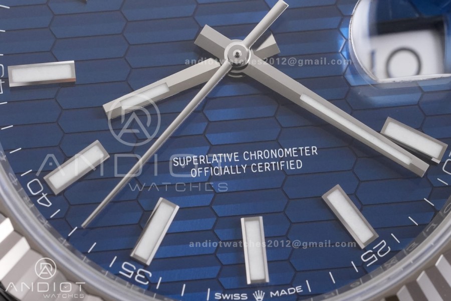 DateJust 41 126334 ARF 1:1 Best Edition 904L Steel Blue Textured Stick Dial on Oyster Bracelet DD3235