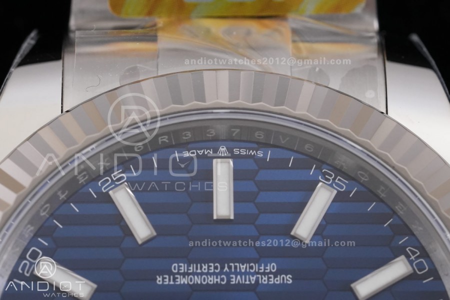 DateJust 41 126334 ARF 1:1 Best Edition 904L Steel Blue Textured Stick Dial on Oyster Bracelet DD3235