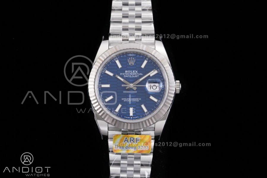 DateJust 41 126334 904L SS ARF 1:1 Best Edition Blue Textured Stick Dial on Jubilee Bracelet DD3235