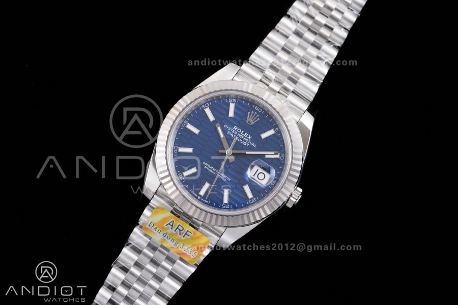 DateJust 41 126334 904L SS ARF 1:1 Best Edition Blue Textured Stick Dial on Jubilee Bracelet DD3235