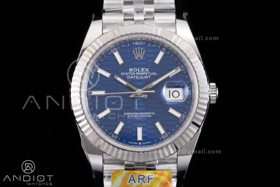 DateJust 41 126334 904L SS ARF 1:1 Best Edition Blue Textured Stick Dial on Jubilee Bracelet DD3235