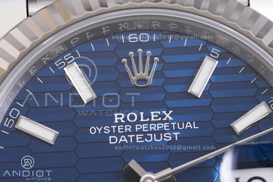 DateJust 41 126334 904L SS ARF 1:1 Best Edition Blue Textured Stick Dial on Jubilee Bracelet DD3235