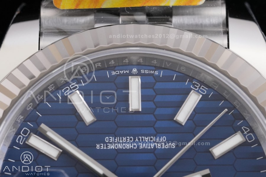DateJust 41 126334 904L SS ARF 1:1 Best Edition Blue Textured Stick Dial on Jubilee Bracelet DD3235