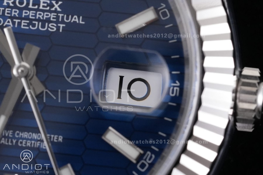 DateJust 41 126334 904L SS ARF 1:1 Best Edition Blue Textured Stick Dial on Jubilee Bracelet DD3235