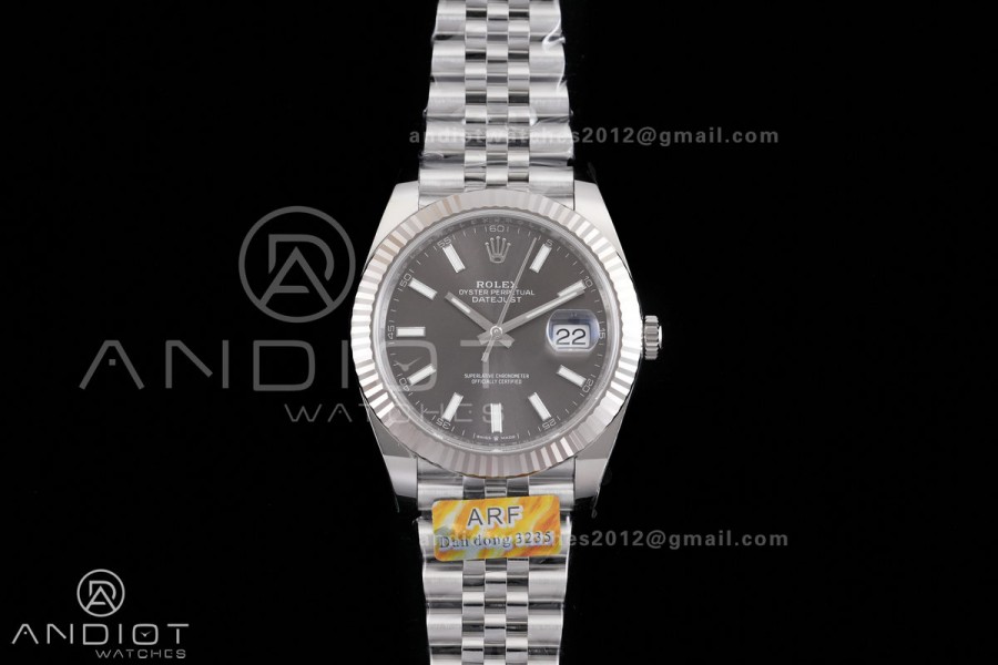 DateJust 41 126334 ARF 1:1 Best Edition 904L Steel Gray Stick Dial on Jubilee Bracelet DD3235