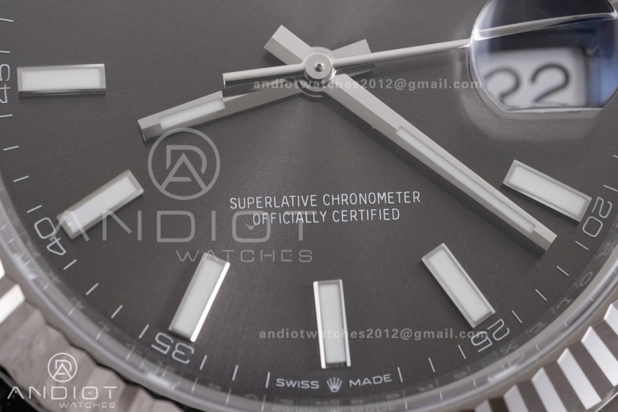 DateJust 41 126334 ARF 1:1 Best Edition 904L Steel Gray Stick Dial on Jubilee Bracelet DD3235