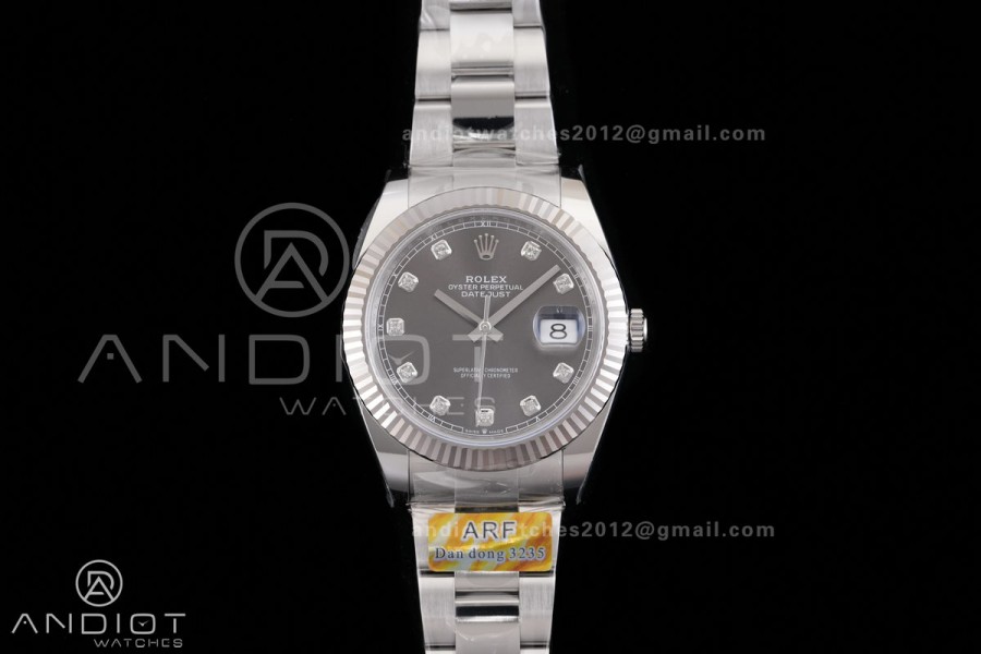 DateJust 41 126334 ARF 1:1 Best Edition 904L Steel Gray Diamonds Dial on Oyster Bracelet DD3235