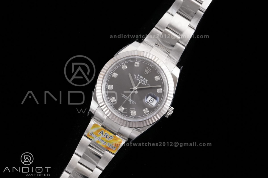 DateJust 41 126334 ARF 1:1 Best Edition 904L Steel Gray Diamonds Dial on Oyster Bracelet DD3235