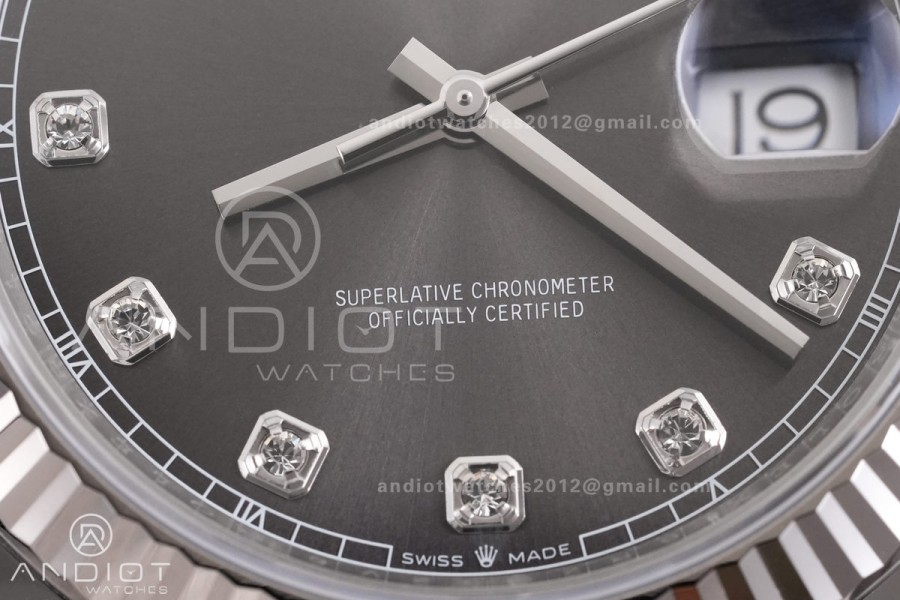 DateJust 41 126334 ARF 1:1 Best Edition 904L Steel Gray Diamonds Dial on Oyster Bracelet DD3235