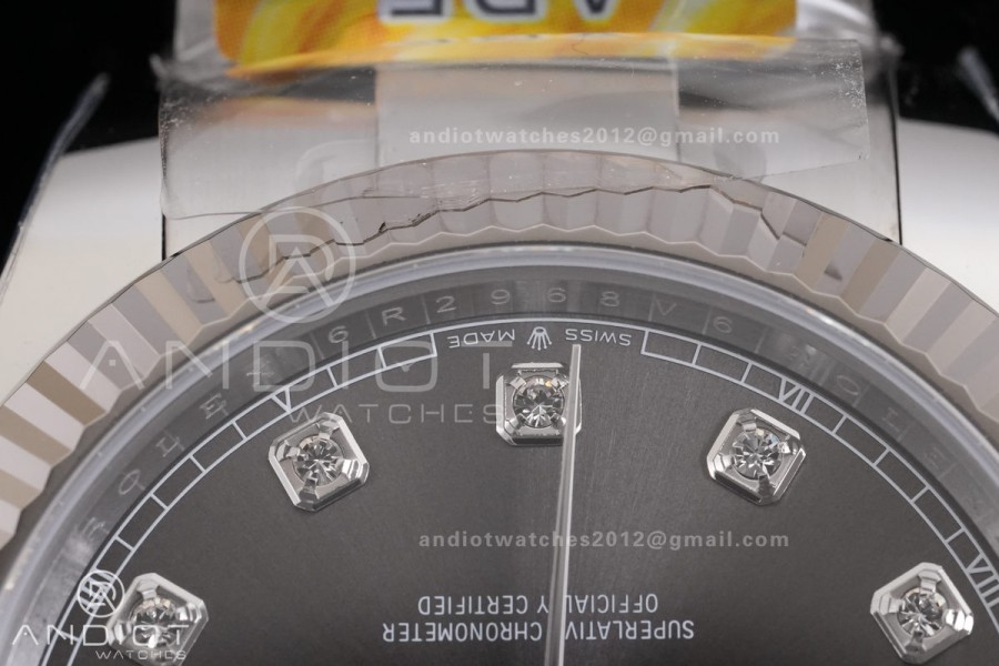 DateJust 41 126334 ARF 1:1 Best Edition 904L Steel Gray Diamonds Dial on Oyster Bracelet DD3235