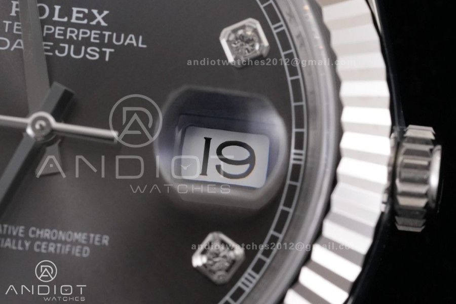 DateJust 41 126334 ARF 1:1 Best Edition 904L Steel Gray Diamonds Dial on Oyster Bracelet DD3235