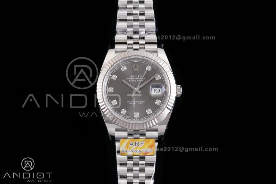 DateJust 41 126334 ARF 1:1 Best Edition 904L Steel Gray Diamonds Dial on Jubilee Bracelet DD3235
