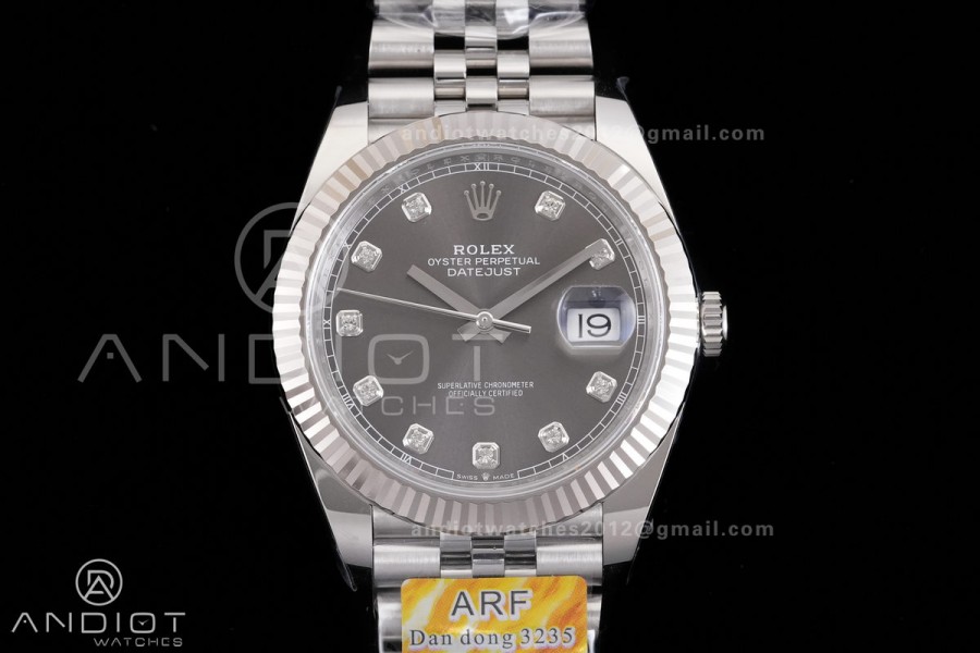 DateJust 41 126334 ARF 1:1 Best Edition 904L Steel Gray Diamonds Dial on Jubilee Bracelet DD3235