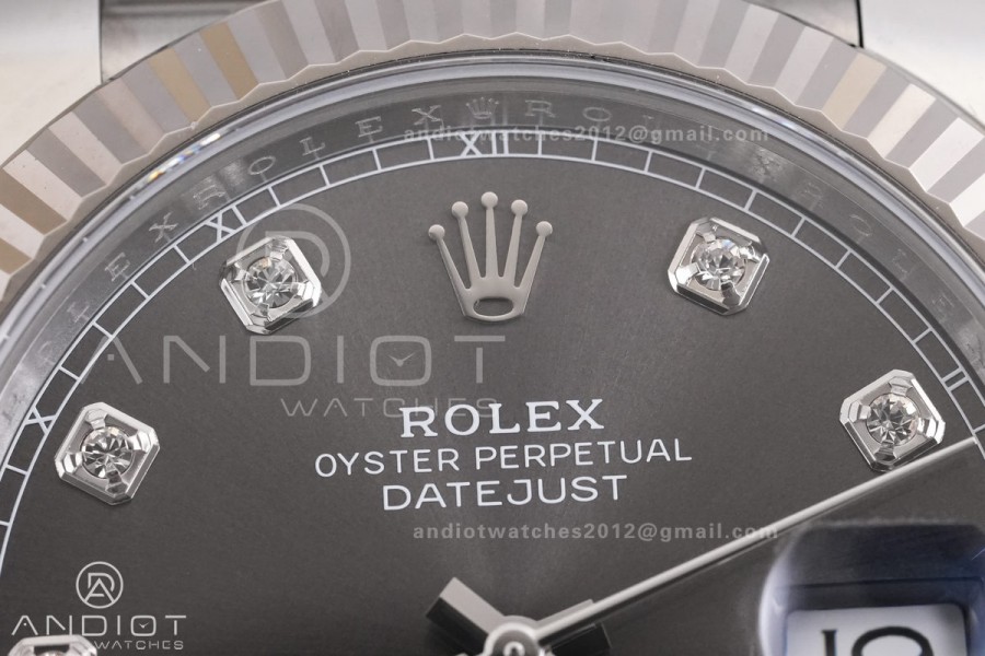 DateJust 41 126334 ARF 1:1 Best Edition 904L Steel Gray Diamonds Dial on Jubilee Bracelet DD3235