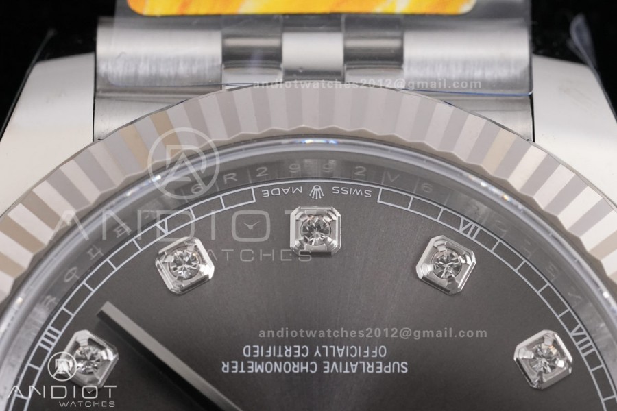 DateJust 41 126334 ARF 1:1 Best Edition 904L Steel Gray Diamonds Dial on Jubilee Bracelet DD3235