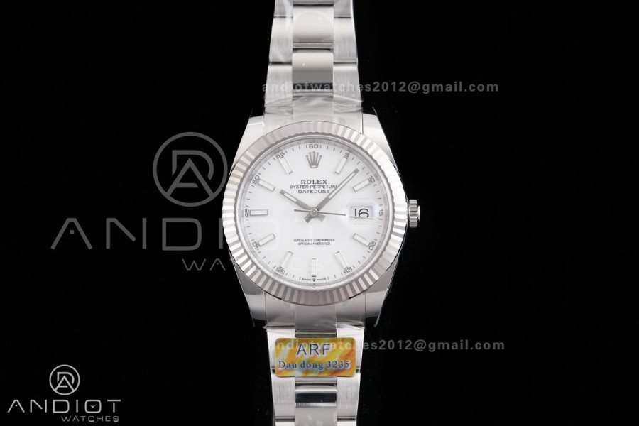 DateJust 41 126334 ARF 1:1 Best Edition 904L Steel White Stick Dial on Oyster Bracelet DD3235