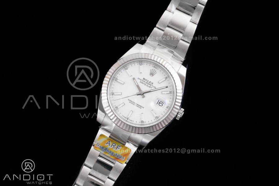 DateJust 41 126334 ARF 1:1 Best Edition 904L Steel White Stick Dial on Oyster Bracelet DD3235