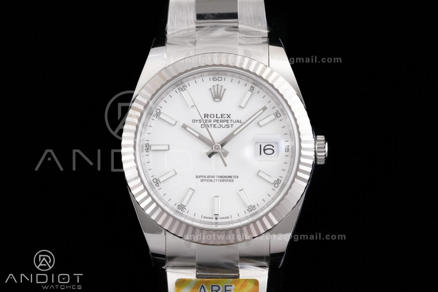 DateJust 41 126334 ARF 1:1 Best Edition 904L Steel White Stick Dial on Oyster Bracelet DD3235