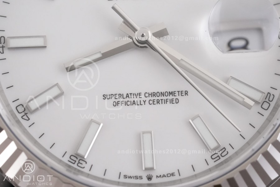DateJust 41 126334 ARF 1:1 Best Edition 904L Steel White Stick Dial on Oyster Bracelet DD3235