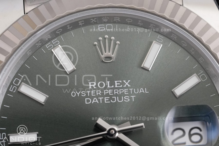 DateJust 41 126334 ARF 1:1 Best Edition 904L Steel Green Stick Dial on Oyster Bracelet DD3235