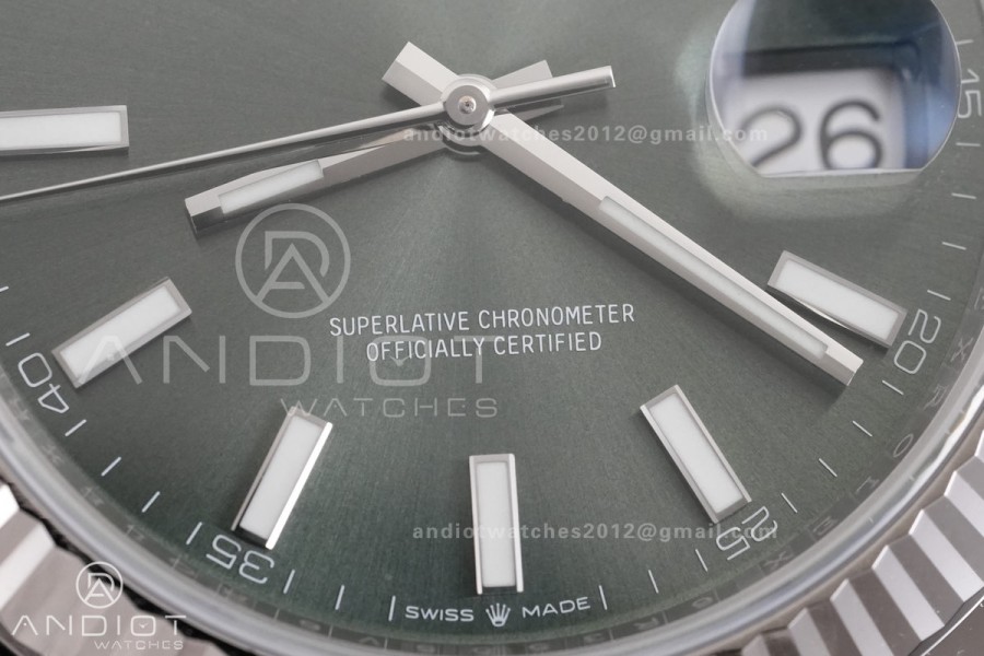 DateJust 41 126334 ARF 1:1 Best Edition 904L Steel Green Stick Dial on Oyster Bracelet DD3235