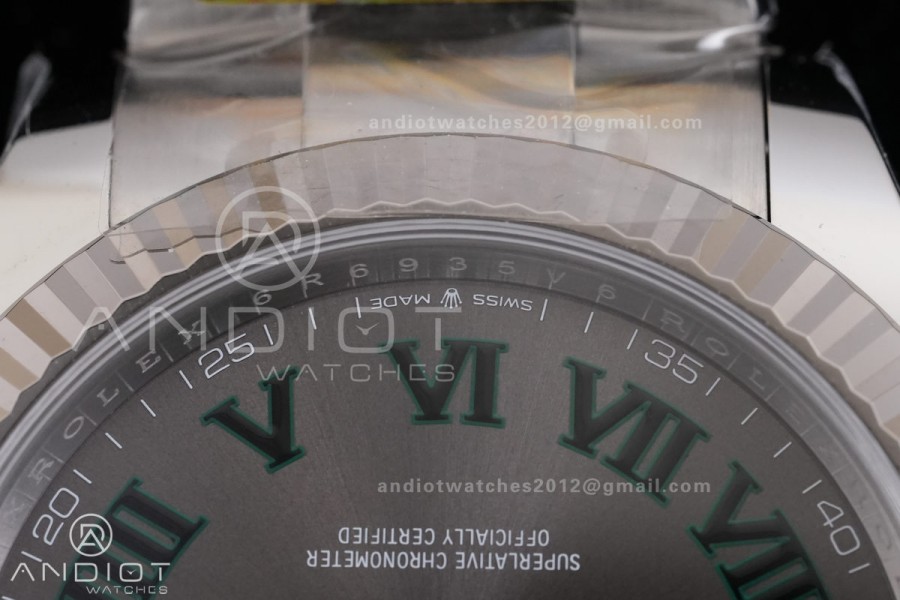 DateJust 41 126334 ARF 1:1 Best Edition 904L Steel Gray Dial Green Roman on Oyster Bracelet DD3235