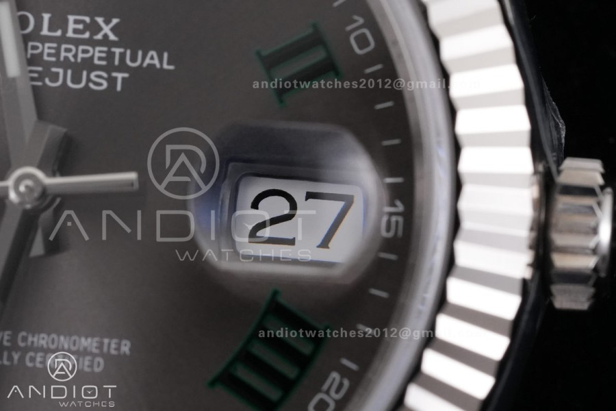 DateJust 41 126334 ARF 1:1 Best Edition 904L Steel Gray Dial Green Roman on Oyster Bracelet DD3235