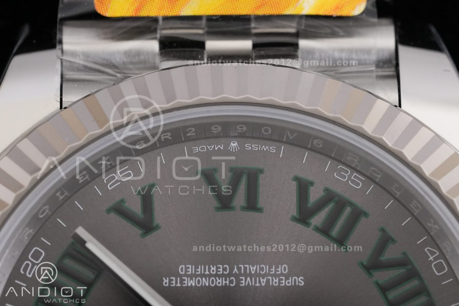 DateJust 41 126334 904L SS ARF 1:1 Best Edition Gray Dial Green Roman on Jubilee Bracelet DD3235