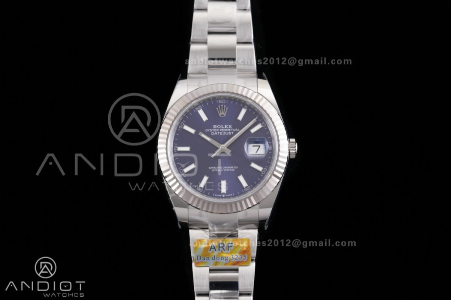 DateJust 41 126334 ARF 1:1 Best Edition 904L Steel Blue Stick Dial on Oyster Bracelet DD3235