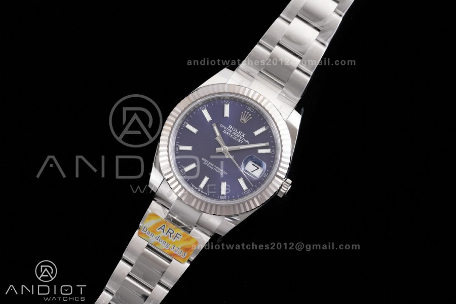 DateJust 41 126334 ARF 1:1 Best Edition 904L Steel Blue Stick Dial on Oyster Bracelet DD3235