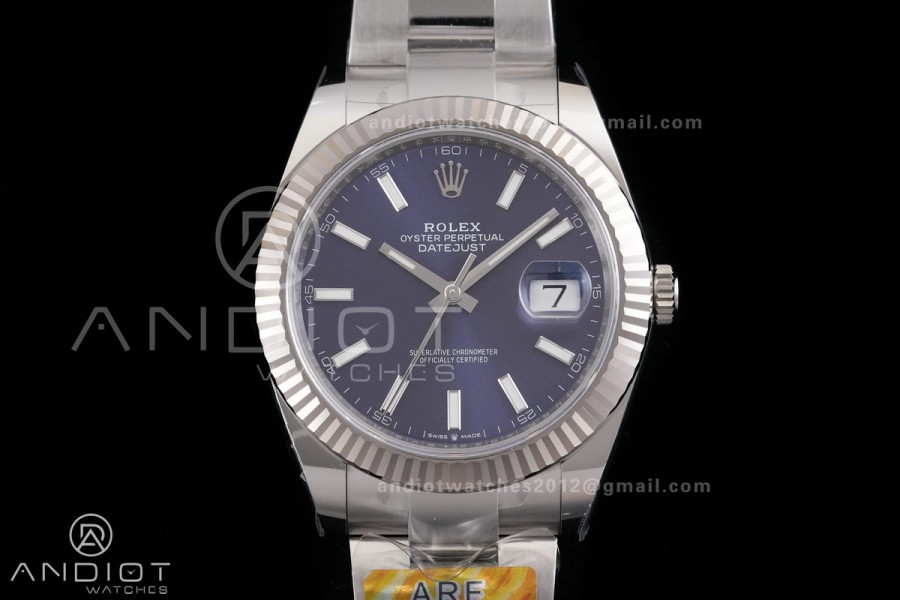 DateJust 41 126334 ARF 1:1 Best Edition 904L Steel Blue Stick Dial on Oyster Bracelet DD3235