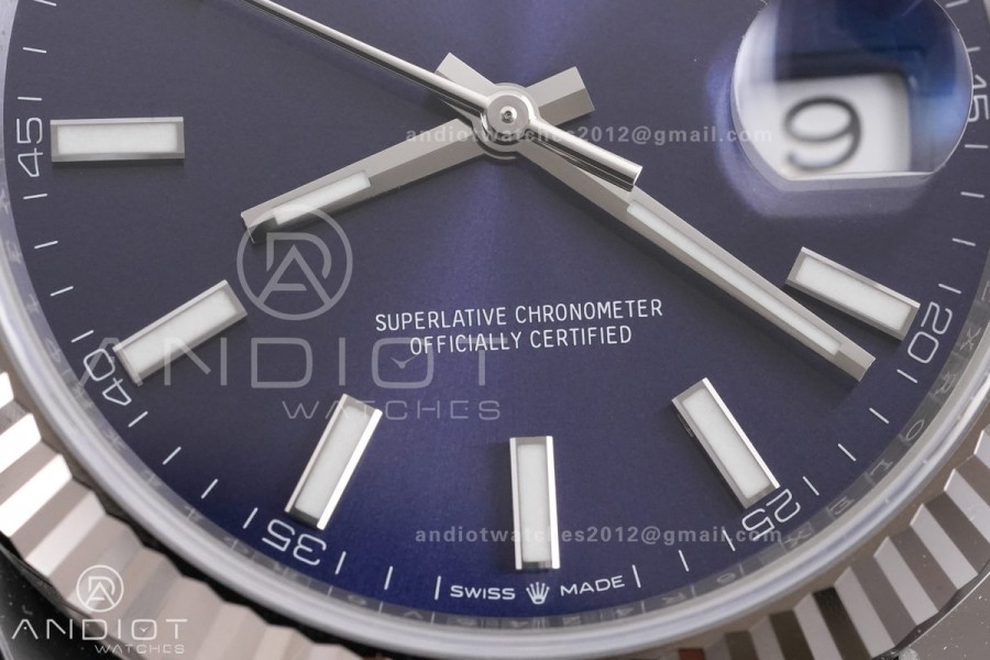 DateJust 41 126334 ARF 1:1 Best Edition 904L Steel Blue Stick Dial on Oyster Bracelet DD3235