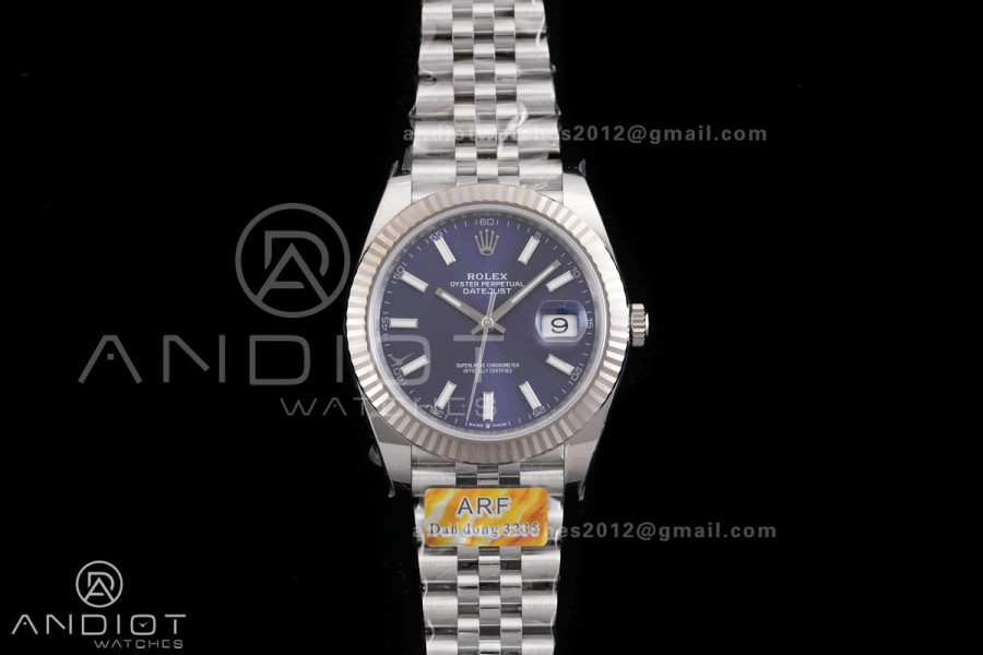 DateJust 41 126334 ARF 1:1 Best Edition 904L Steel Blue Stick Dial on Jubilee Bracelet DD3235