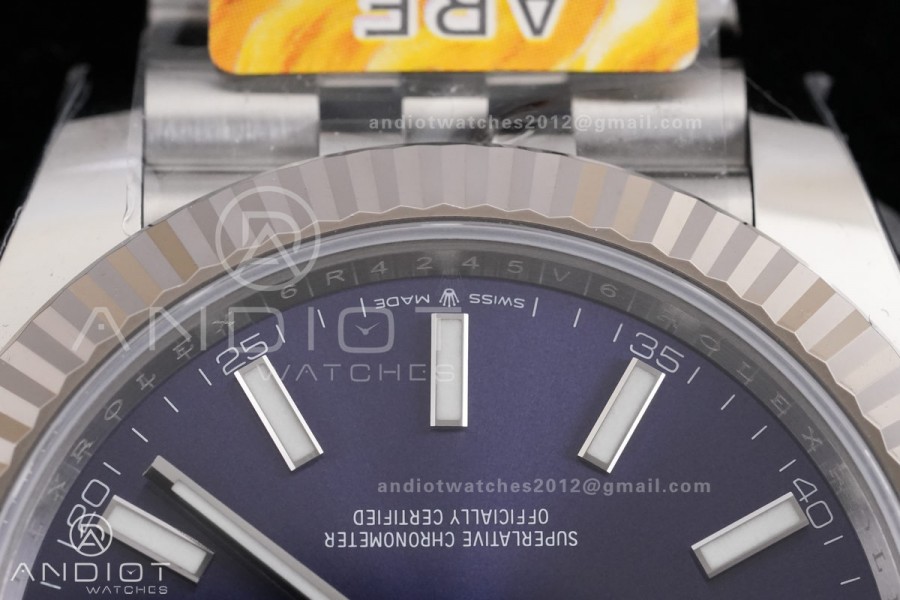 DateJust 41 126334 ARF 1:1 Best Edition 904L Steel Blue Stick Dial on Jubilee Bracelet DD3235