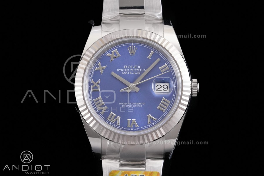 DateJust 41 126334 ARF 1:1 Best Edition 904L Steel  Blue Roman Dial on Oyster Bracelet DD3235