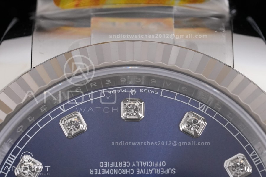 DateJust 41 126334 ARF 1:1 Best Edition 904L Steel Blue Diamonds Dial on Oyster Bracelet DD3235