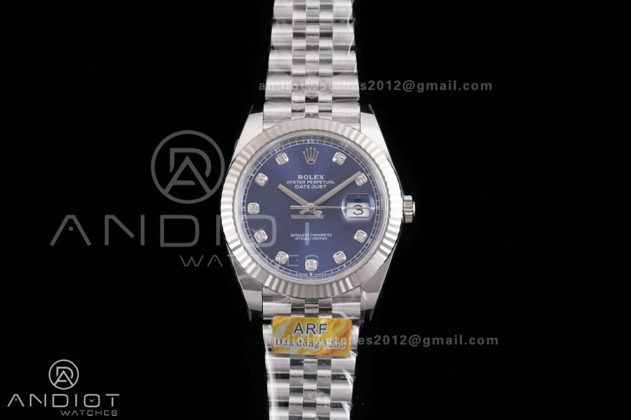 DateJust 41 126334 ARF 1:1 Best Edition 904L Steel Blue Diamonds Dial on Jubilee Bracelet DD3235