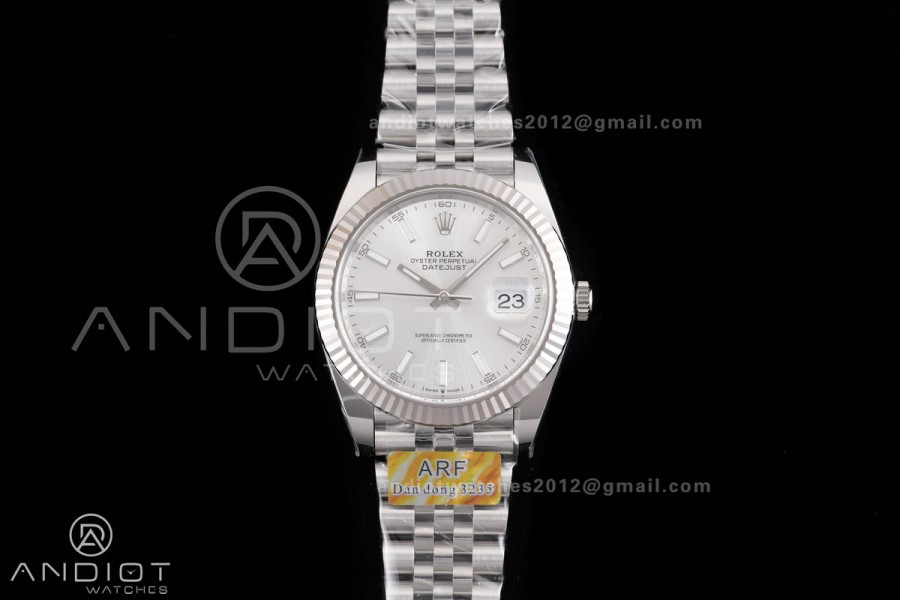 DateJust 41 126334 ARF 1:1 Best Edition 904L Steel Silver Stick Dial on Jubilee Bracelet DD3235