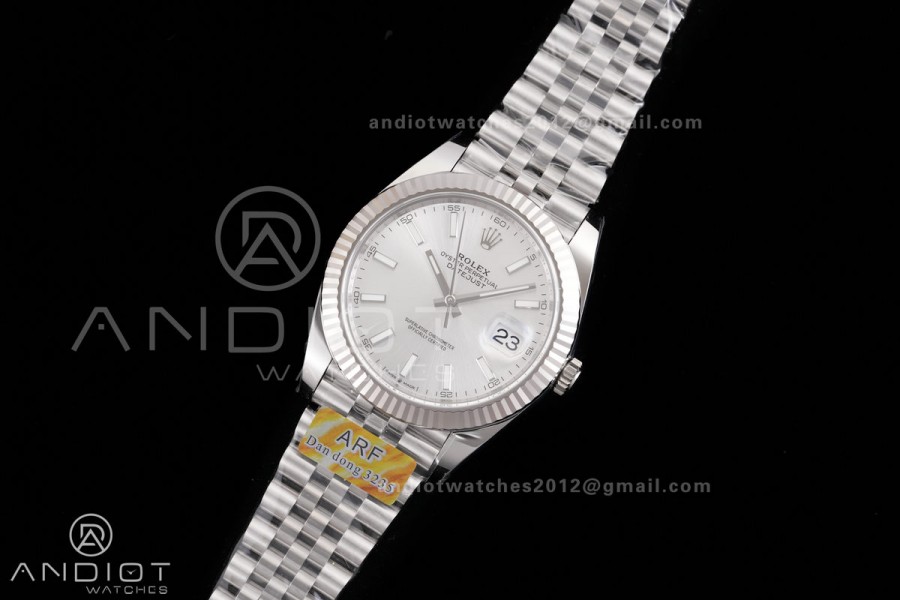 DateJust 41 126334 ARF 1:1 Best Edition 904L Steel Silver Stick Dial on Jubilee Bracelet DD3235