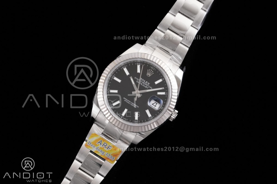 DateJust 41 126334 ARF 1:1 Best Edition 904L Steel Black Stick Dial on Oyster Bracelet DD3235