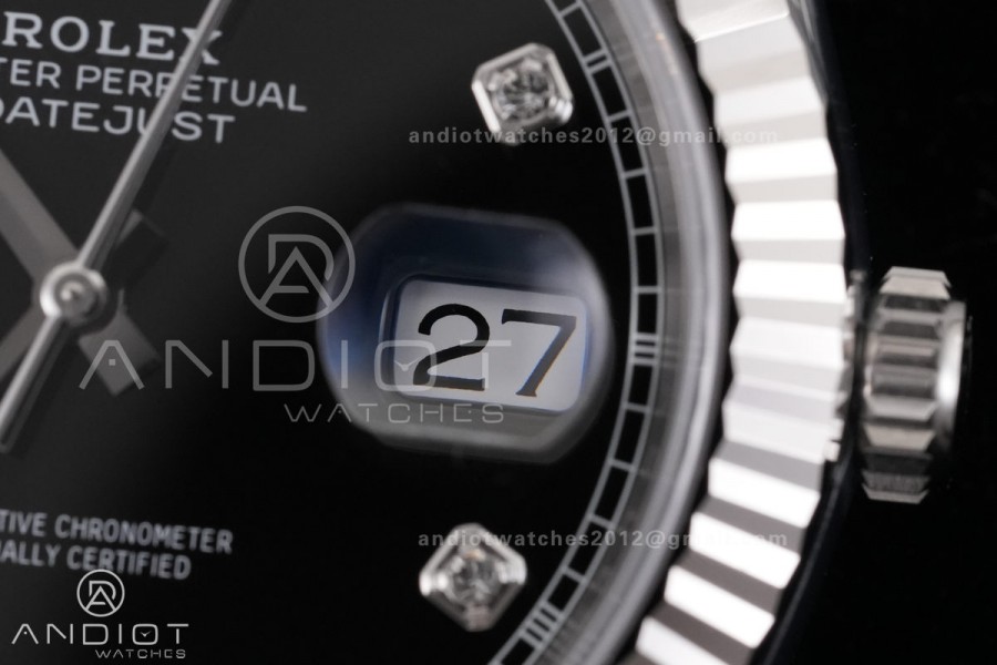 DateJust 41 126334 ARF 1:1 Best Edition 904L Steel Black Diamonds Dial on Oyster Bracelet DD3235
