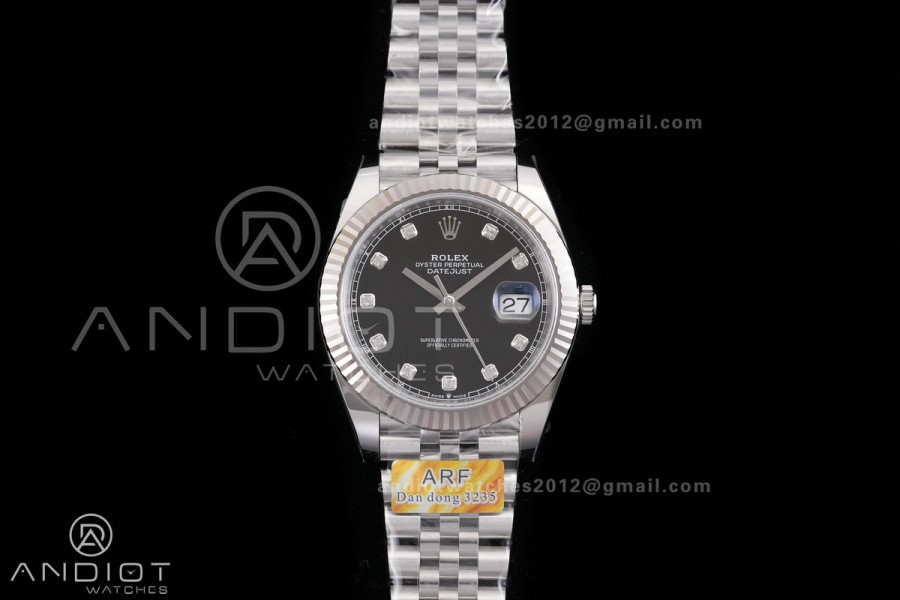DateJust 41 126334 ARF 1:1 Best Edition 904L Steel Black Diamonds Dial on Jubilee Bracelet DD3235