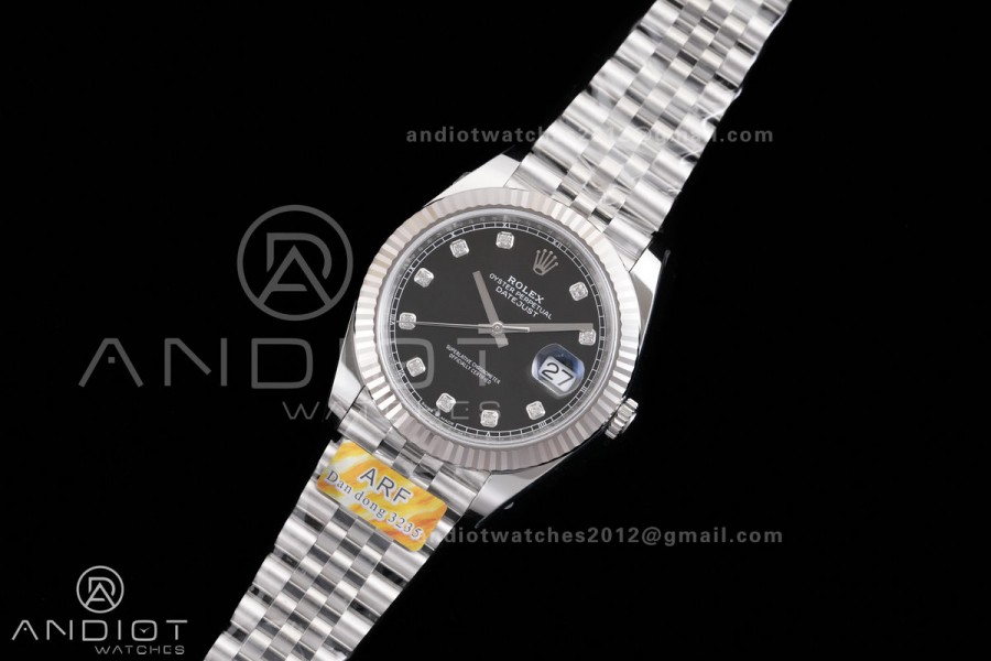DateJust 41 126334 ARF 1:1 Best Edition 904L Steel Black Diamonds Dial on Jubilee Bracelet DD3235