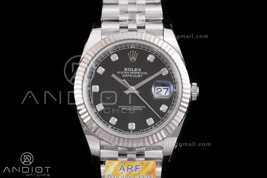 DateJust 41 126334 ARF 1:1 Best Edition 904L Steel Black Diamonds Dial on Jubilee Bracelet DD3235