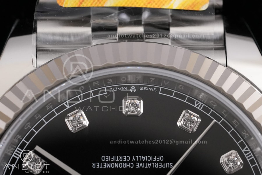 DateJust 41 126334 ARF 1:1 Best Edition 904L Steel Black Diamonds Dial on Jubilee Bracelet DD3235