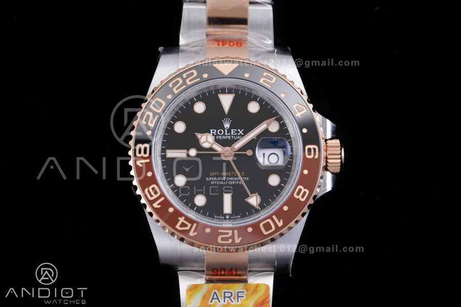 GMT Master II 126711 CHNR 904L SS/RG ARF Gain Weight 1:1 Root Beer Best Edition Black Dial On SS/RG Bracelet DD3285